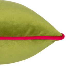 Paoletti Meridian Lime Hot Pink Velvet Cushion - Size: 55 x 55 cm - Multi - Wilko - thumbnail 4