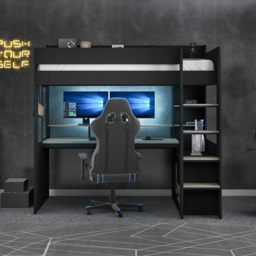 Recoil Kyrk Single Gaming High Sleeper Bed - Black - Wilko - thumbnail 3