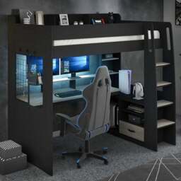 Recoil Kyrk Single Gaming High Sleeper Bed - Black - Wilko - thumbnail 1