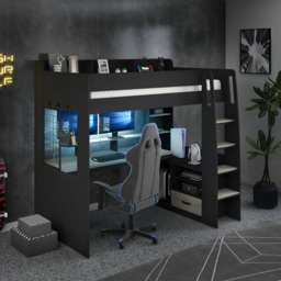 Recoil Kyrk Single Gaming High Sleeper Bed - Black - Wilko - thumbnail 4