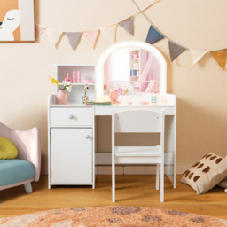 Costway Kids White Vanity Table and Chair Set with Storage - Size: 89 x 53 x 16cm - Wilko - thumbnail 4