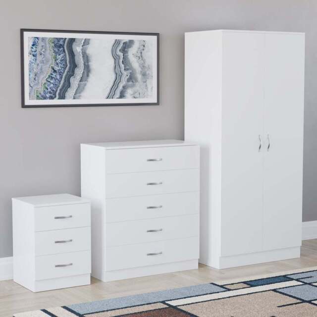 Vida Designs Riano White 3 Piece Bedroom Furniture Set - Wilko - image 1