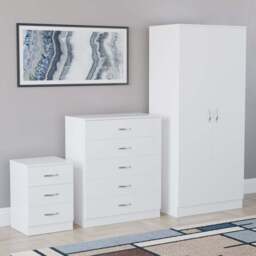 VIDA DESIGNS Riano White 3 Piece Bedroom Furniture Set - Wilko
