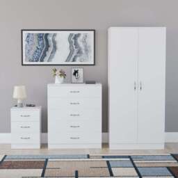 Vida Designs Riano White 3 Piece Bedroom Furniture Set - Wilko - thumbnail 3