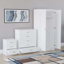 Vida Designs Riano White 3 Piece Bedroom Furniture Set - Wilko - thumbnail 5