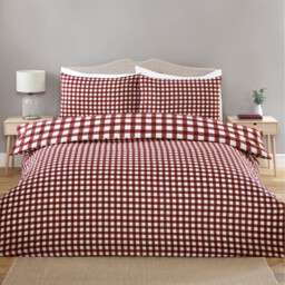 Catriona Gingham Duvet Set Burgundy Double - Wilko - thumbnail 3