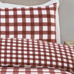 Catriona Gingham Duvet Set Burgundy Double - Wilko - thumbnail 4