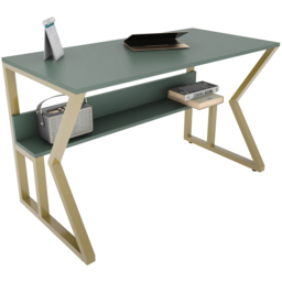 Decorotika Wake Single Shelf Computer Desk Green and Gold - Size: 72.8 x 120 x 60cm - Multi - Wilko - thumbnail 3