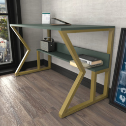Decorotika Wake Single Shelf Computer Desk Green and Gold - Size: 72.8 x 120 x 60cm - Multi - Wilko - thumbnail 5