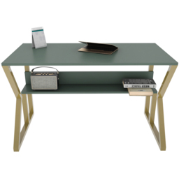 Decorotika Wake Single Shelf Computer Desk Green and Gold - Size: 72.8 x 120 x 60cm - Multi - Wilko - thumbnail 4