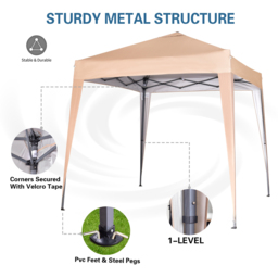 Beige Pop Up Patio Canopy Tent with Removable Sidewalls 2 x 2m - MCC - Wilko - thumbnail 7