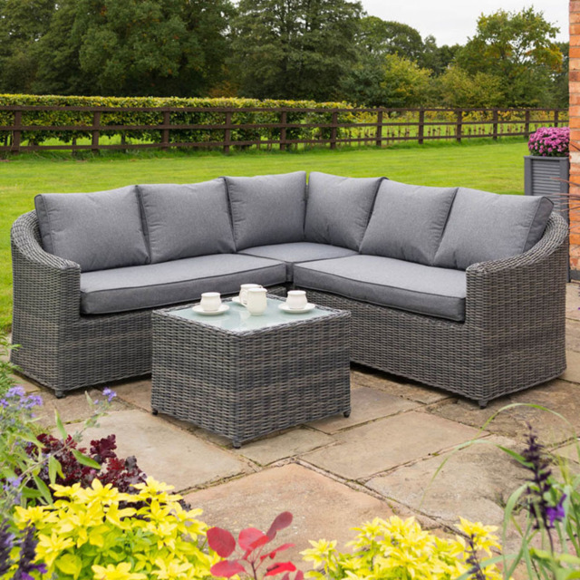 Rowlinson Bunbury 5 Seater Grey Rattan Weave Corner Sofa Set - Wilko - image 1