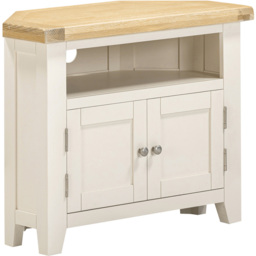 Seconique Windsor 2 Door Ivory and Oak Corner TV Unit - Size: 65 x 80 x 40cm - Ivory/Oak - Wilko - thumbnail 3