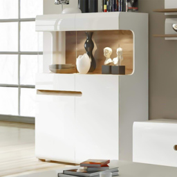 Florence Chelsea White Living Low Display Cabinet - Size: 42 x 109 x 143cm - Furniture to Go - Wilko