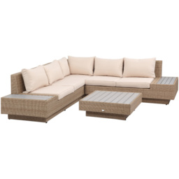 Outsunny 5 Seater Beige Rattan Outdoor Sectional Corner Sofa Set - Cream - Wilko - thumbnail 3