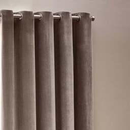 Yard Greige Heavy Chenille Velvet Eyelet Curtain 229 x 229cm - Size: W 229 x D 229cm - Grey - Yard Living - Wilko - thumbnail 4