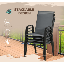 Outsunny Set of 4 Dark Grey Stackable Outdoor Dining Chair - Size: 1 Seater - Wilko - thumbnail 6