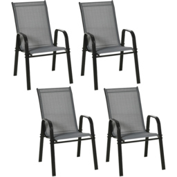 Outsunny Set of 4 Dark Grey Stackable Outdoor Dining Chair - Size: 1 Seater - Wilko - thumbnail 3