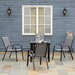 Outsunny Set of 4 Dark Grey Stackable Outdoor Dining Chair - Size: 1 Seater - Wilko - thumbnail 1