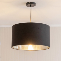 ValueLights Reni Black and Chrome Inner Large Pendant Shade - Size: 25 x 45 x 45cm - Wilko - thumbnail 4