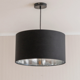 ValueLights Reni Black and Chrome Inner Large Pendant Shade - Size: 25 x 45 x 45cm - Wilko - thumbnail 3