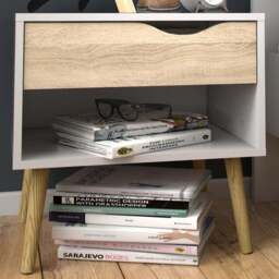 Florence Single Drawer White and Oak Bedside Table - Furniture to Go - Wilko - thumbnail 1
