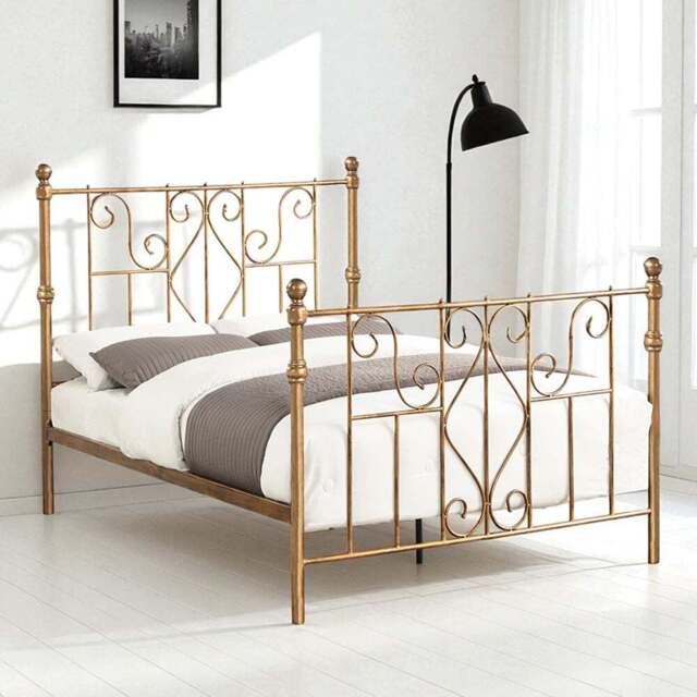 OAT Home Belgravia Double Antique Brass Effect Metal Bed - Wilko - image 1
