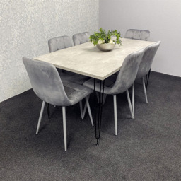 Kosy Koala 6 Seater Wood and Velvet Tufted Dining Set Grey - Multi - Wilko - thumbnail 7