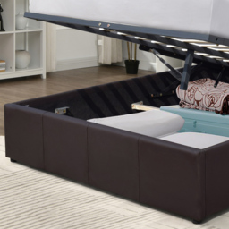 Comfy Living King Size Brown Faux Leather Ottoman Bed Frame with LED - Wilko - thumbnail 4