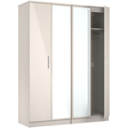 Crowndale Knightsbridge 4 Door Kashmir Gloss Tall Mirror Wardrobe Ready Assembled - Kashmir Gloss & Kashmir - Wilko - thumbnail 5