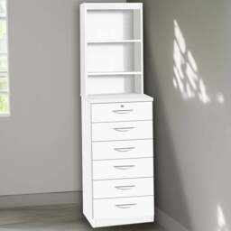 R White Cabinets 6 Drawer 3 Shelf White Chest of Drawers with Hutch - Wilko - thumbnail 1