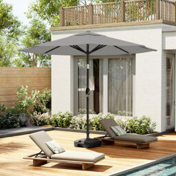 Living and Home Light Grey 24 LED Crank Lift Garden Parasol with Plastic Fillable Base 3m - Wilko - thumbnail 6
