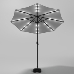Living and Home Light Grey 24 LED Crank Lift Garden Parasol with Plastic Fillable Base 3m - Wilko - thumbnail 7