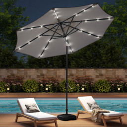 Living and Home Light Grey 24 LED Crank Lift Garden Parasol with Plastic Fillable Base 3m - Wilko - thumbnail 3