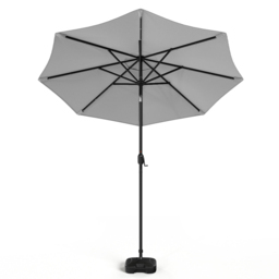 Living and Home Light Grey 24 LED Crank Lift Garden Parasol with Plastic Fillable Base 3m - Wilko - thumbnail 1