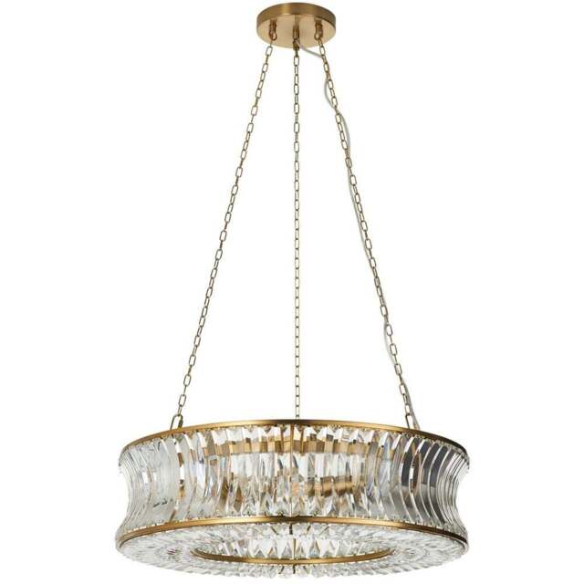 Merano Vittoria Warm Brass Plate Clear Glass Pendant Ceiling Light - Size: 61 x 61 x 166cm - Brown - Wilko - image 1