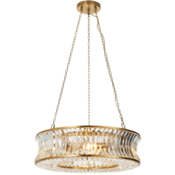 Merano Vittoria Warm Brass Plate Clear Glass Pendant Ceiling Light - Size: 61 x 61 x 166cm - Brown - Wilko - thumbnail 4