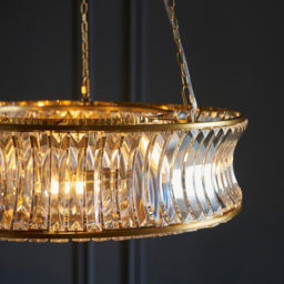 Merano Vittoria Warm Brass Plate Clear Glass Pendant Ceiling Light - Size: 61 x 61 x 166cm - Brown - Wilko - thumbnail 7
