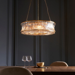 Merano Vittoria Warm Brass Plate Clear Glass Pendant Ceiling Light - Size: 61 x 61 x 166cm - Brown - Wilko - thumbnail 3