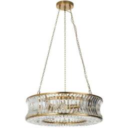 Merano Vittoria Warm Brass Plate Clear Glass Pendant Ceiling Light - Size: 61 x 61 x 166cm - Brown - Wilko - thumbnail 1