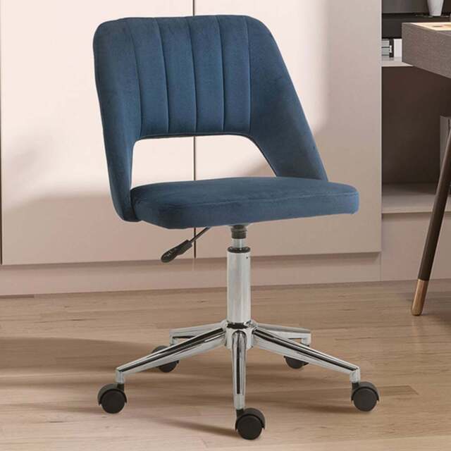 Portland Dark Blue Scallop Mid-Back Swivel Office Chair - Size: 91 x 60 x 49cm - Wilko - image 1