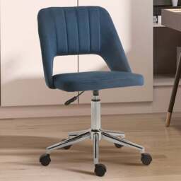 Portland Dark Blue Scallop Mid-Back Swivel Office Chair - Size: 91 x 60 x 49cm - Wilko