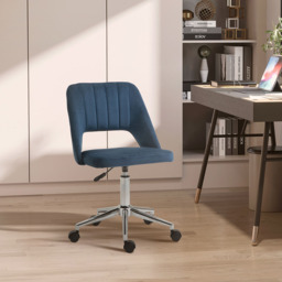 Portland Dark Blue Scallop Mid-Back Swivel Office Chair - Size: 91 x 60 x 49cm - Wilko - thumbnail 5