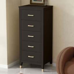 Palazzi 5 Drawer Black Narrow Chest of Drawers - Wilko