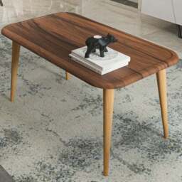 Decorotika Bohemia Walnut Coffee Table with Solid Wood Legs - Size: 48.5 x 89.5 x 46.5cm - Black - Wilko