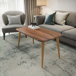 Decorotika Bohemia Walnut Coffee Table with Solid Wood Legs - Size: 48.5 x 89.5 x 46.5cm - Black - Wilko - thumbnail 5