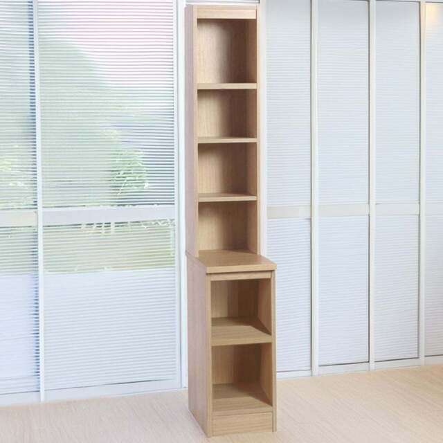 R White Cabinets 6 Shelf Brown Desk Height Bookcase with Hutch - Size: 182.8 x 30 x 54cm - Wilko - image 1