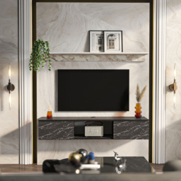 Decorotika Elia 2 Door Single Shelf Bendire and Ephesus Floating TV Unit with Wall Shelf - Size: 25.6 x 140 x 30cm - Multi - Wilko - thumbnail 7