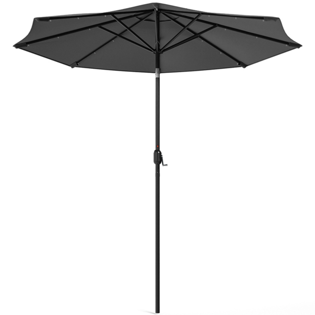 Living and Home Dark Grey 24 LED Crank Lift Garden Parasol 3m - Wilko - image 1