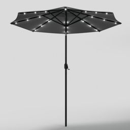 Living and Home Dark Grey 24 LED Crank Lift Garden Parasol 3m - Wilko - thumbnail 3